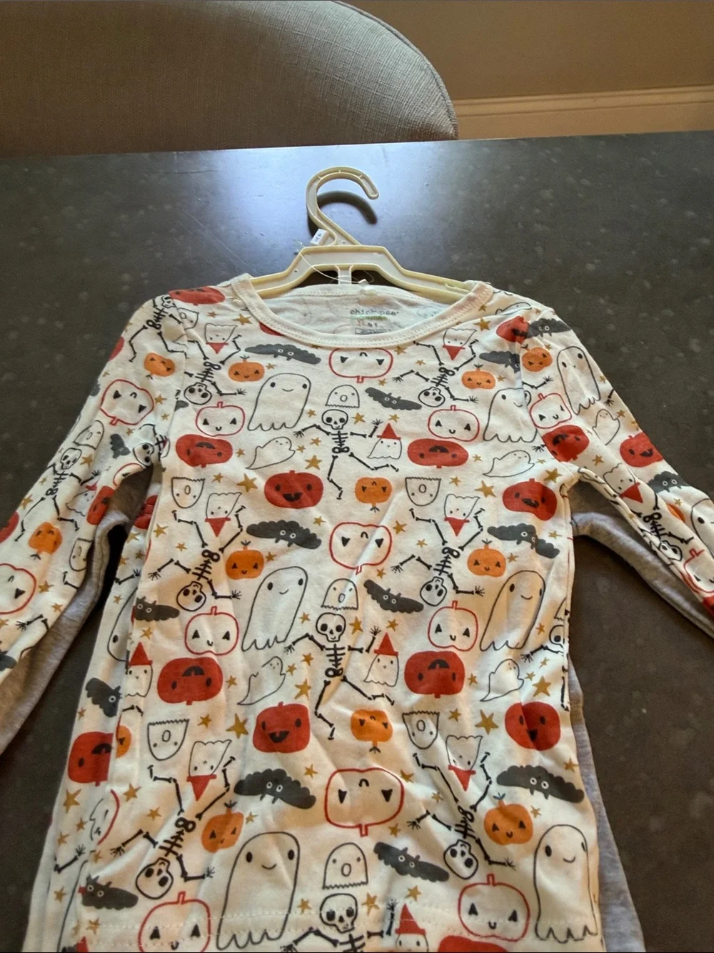 chick pea Gray Halloween Pajama Set with Orange Accents
